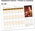 (image for) Planner Needlework Sheet No.102 Early American Lady Perpetual Monthly Calendar Printed on Cardstock
